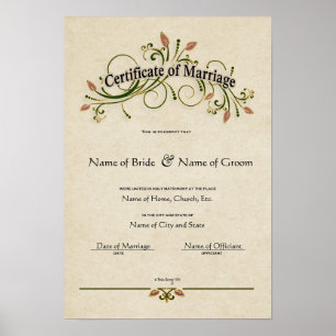 Certificate Wedding-Marriage-(Ornamental Keepsake) Poster