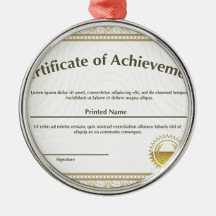 Certificate with golden seal metal ornament