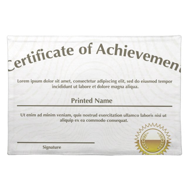 Certificate with golden seal placemat (Front)