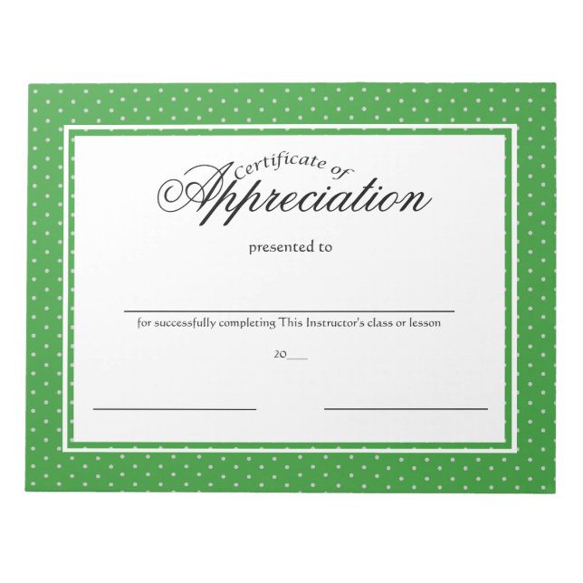 Certificates of Appreciation Notepad (Front)