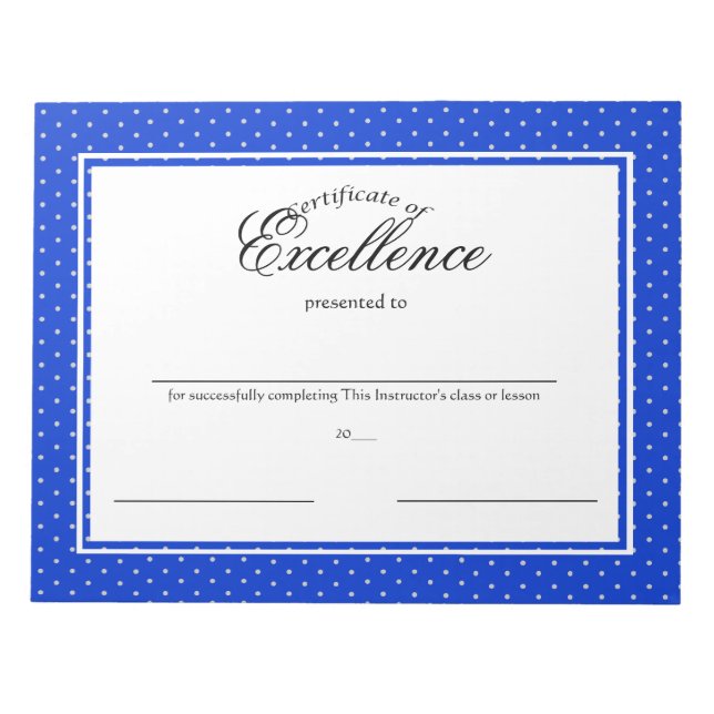 Certificates of Excellence Notepad (Front)