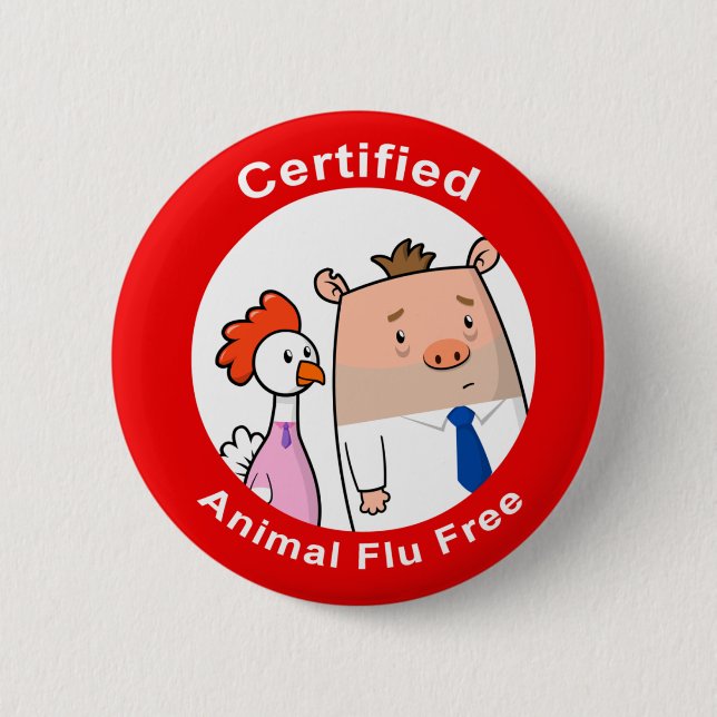 Certified Animal Flu Free Button (Front)