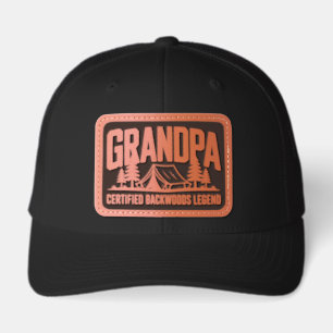 Certified Backwoods Legend Grandpa Camping Hiking Leather Patch Hat