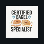 Certified Bagel Specialist Funny Jewish Hanukkah  Napkins<br><div class="desc">hanukkah, passover, yiddish, chanukah, jewish, menorah, jew, gift, birthday, bagel</div>