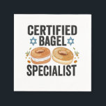 Certified Bagel Specialist Funny Jewish Hanukkah  Napkins<br><div class="desc">hanukkah, passover, yiddish, chanukah, jewish, menorah, jew, gift, birthday, bagel</div>
