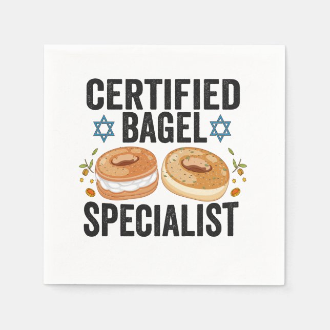 Certified Bagel Specialist Funny Jewish Hanukkah  Napkins (Front)