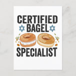 Certified Bagel Specialist Funny Jewish Hanukkah  Postcard<br><div class="desc">hanukkah, passover, yiddish, chanukah, jewish, menorah, jew, gift, birthday, bagel</div>