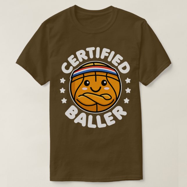 Certified Baller Cute Kawaii Basketball Design T-Shirt (Design Front)