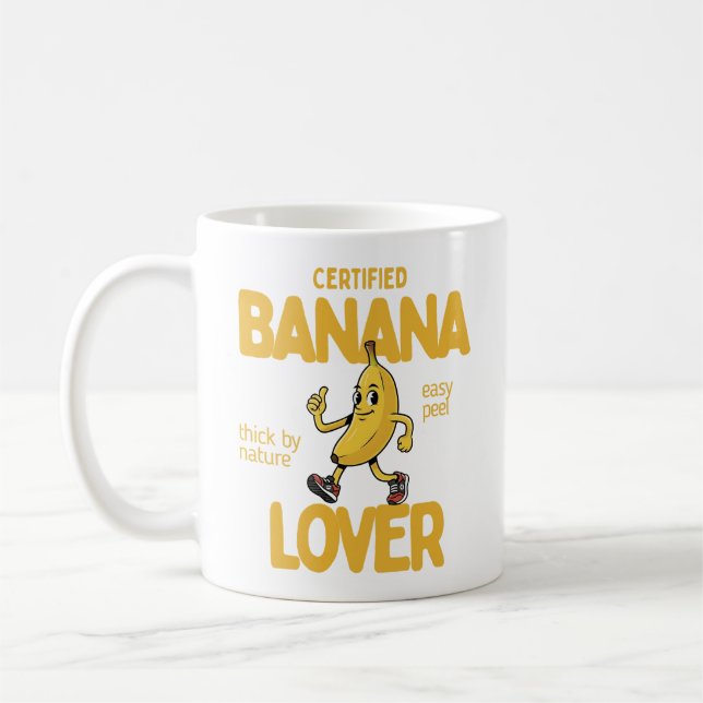 Certified Banana Lover Funny Fruit Joke Gift Coffee Mug (Left)