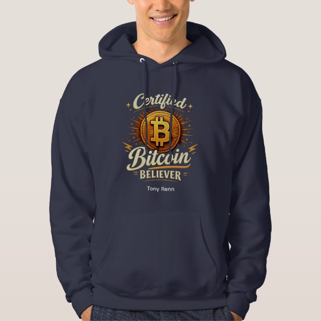 Certified Bitcoin Believer Hoodie – Custom Name (Front)