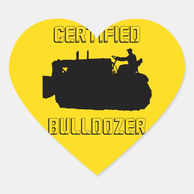 CERTIFIED BULLDOZER OPERATING ENGINEER VINTAGE HEART STICKER (Front)