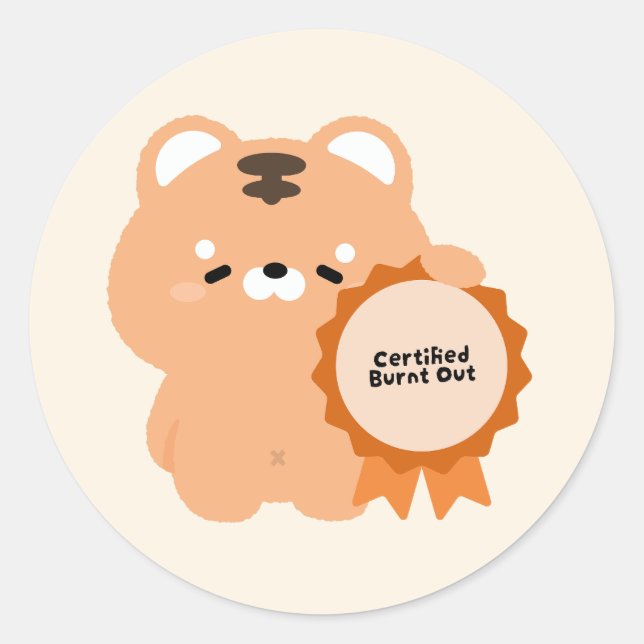 Certified Burnt Out Tiger Classic Round Sticker (Front)