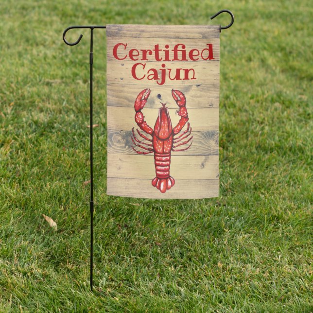 Certified Cajun Crawfish & Wood Planks Garden Flag (In SItu)
