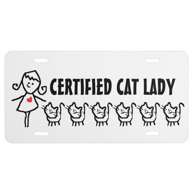 Certified Cat Lady License Plate (Front)
