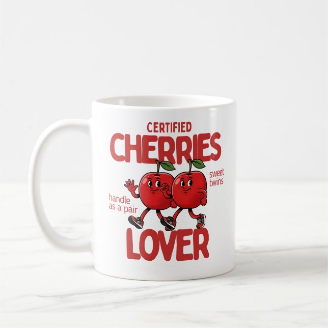 Certified Cherries Lover Mug Sweet Twins Gift (Left)