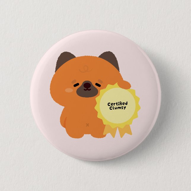 Certified Clumsy German Shepherd Puppy Button (Front)