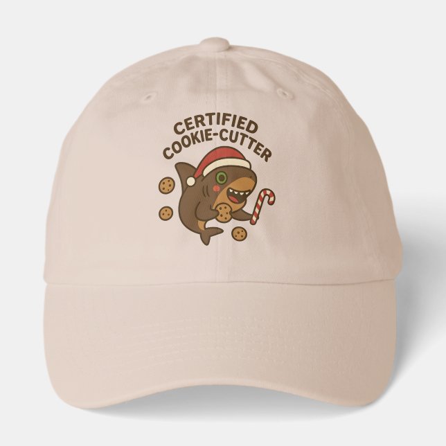 Certified Cookie-Cutter Funny Christmas Shark Pun Hat (Front)