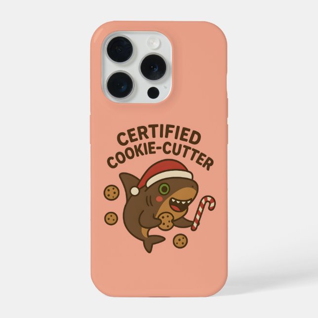 Certified Cookie-Cutter Funny Christmas Shark Pun iPhone Case (Back)