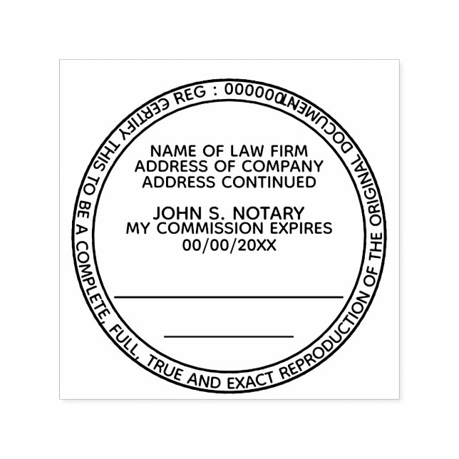 Certified copy notary public round black self-inking stamp (Design)