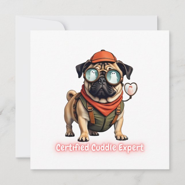 Certified Cuddle Expert Invitation Postcard (Front)