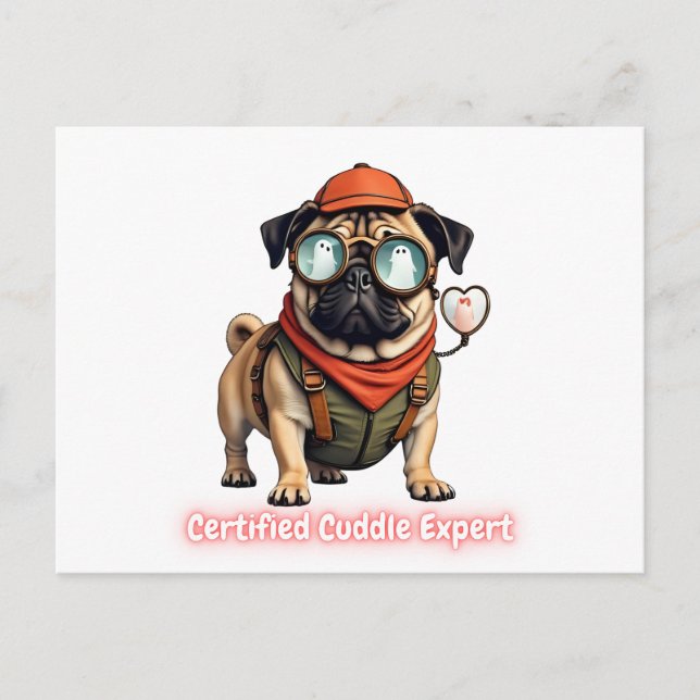 Certified Cuddle Expert Invitation Postcard (Front)