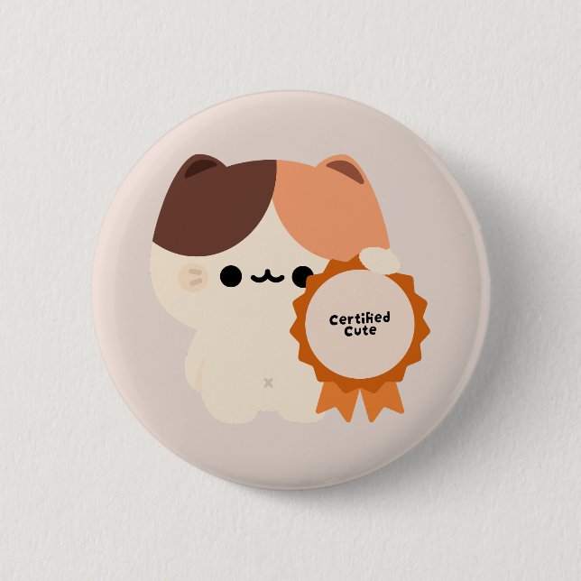 Certified Cute Cat Button (Front)