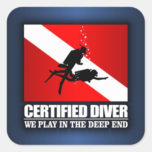 Certified Diver Deep End Square Sticker