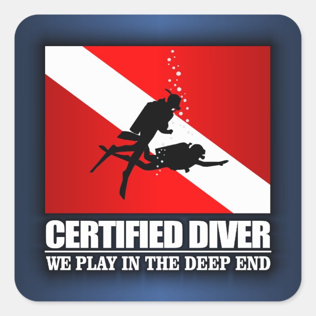 Certified Diver (Deep End) Square Sticker (Front)