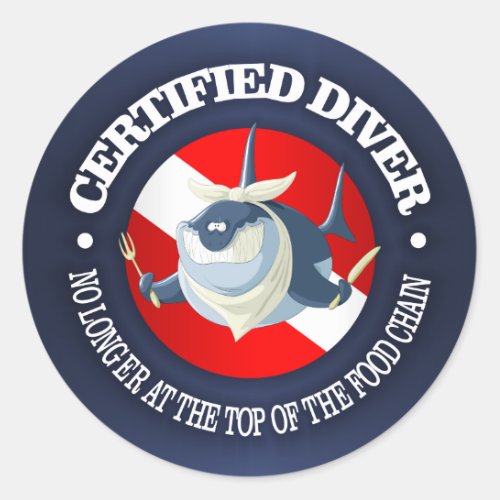 Certified Diver Food Chain Classic Round Sticker