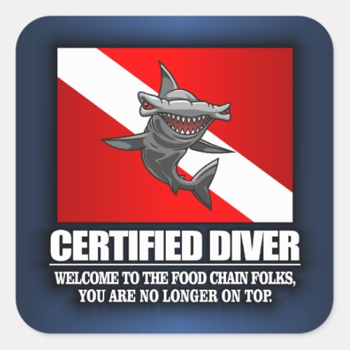 Certified Diver Food Chain Square Sticker