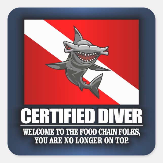 Certified Diver (Food Chain) Square Sticker (Front)