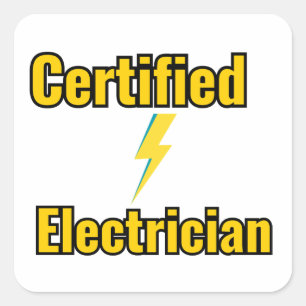 Certified Electrician Lightning Bolt Sticke Square Sticker