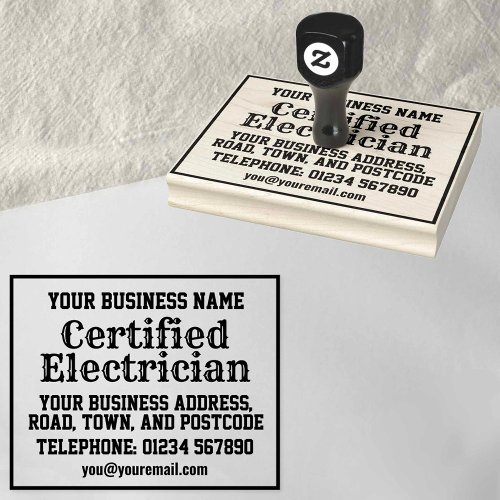 Certified Electrician with Name Address etc Rubber Stamp