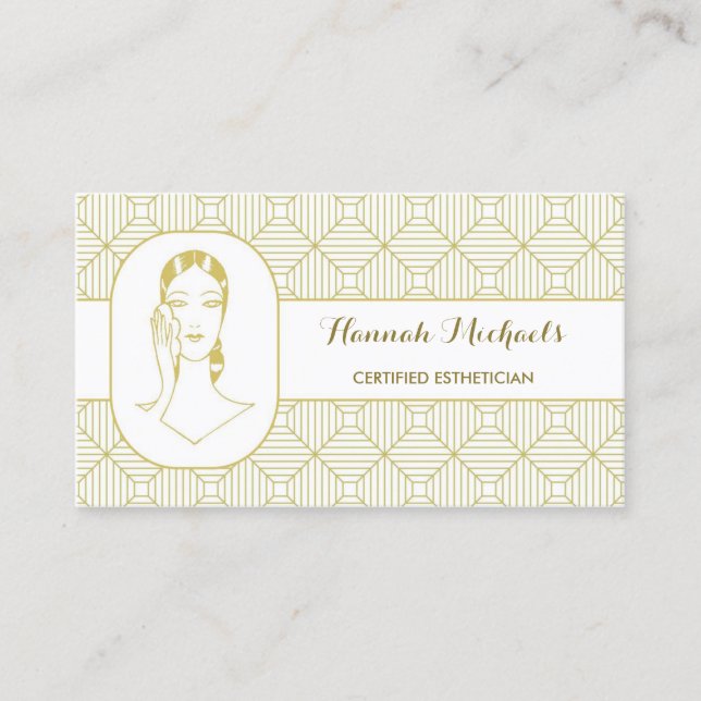 Certified Esthetician White Gold Woman Appointment Card (Front)