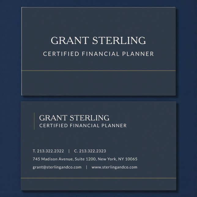 Certified Financial Planner Navy Blue Professional Business Card (Creator Uploaded)