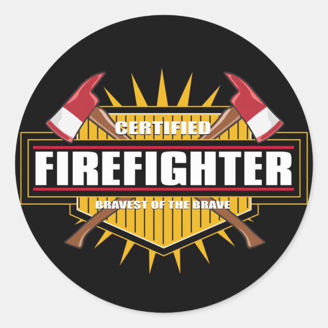 Certified Firefighter Classic Round Sticker (Front)