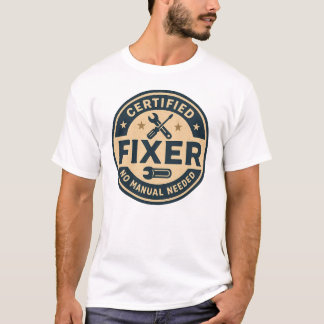Certified Fixer – Vintage Repair Badge T-Shirt