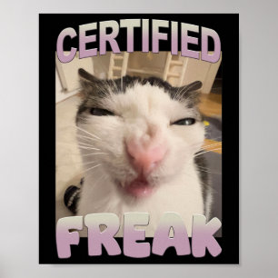 Certified Freak Cat Meme Funny Pet Humor Poster