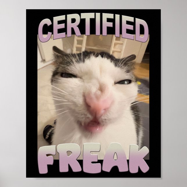 Certified Freak Cat Meme Funny Pet Humor  Poster (Front)