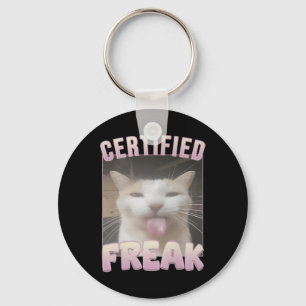 Certified Freak Funny Cat Meme Keychain