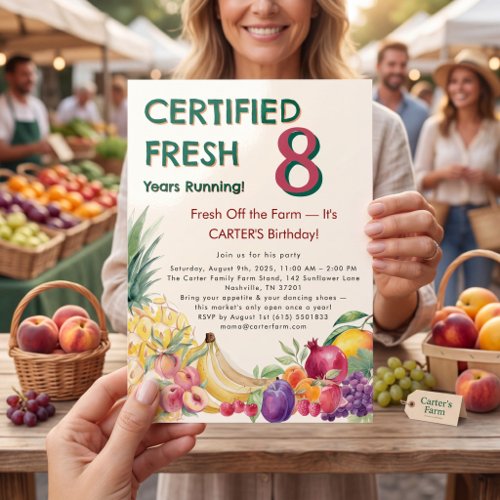 Certified Fresh 8 Years Running Farm Birthday Invitation