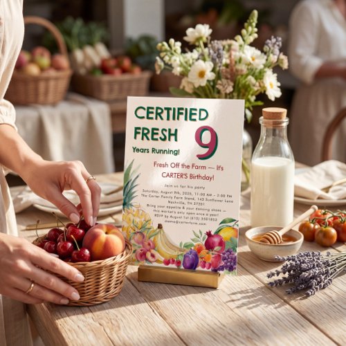 Certified Fresh Fruit Farm 9th Birthday Invitation