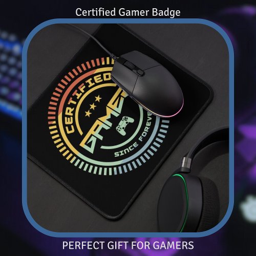 Certified Gamer Cool Retro Perfect gift for gamers Mouse Pad