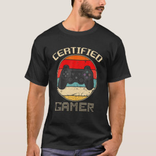 Certified Gamer Retro Funny Video Games Gaming Gif T-Shirt
