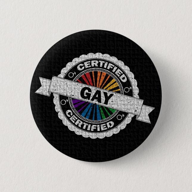 Certified Gay Pride Seal of Approval  Button (Front)