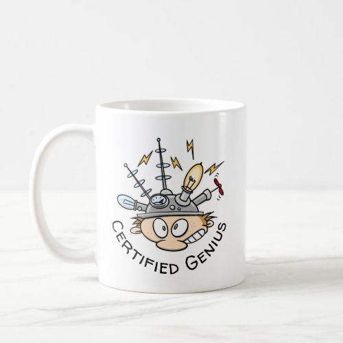 Certified Genius Thinking Cap Funny Cartoon Coffee Mug