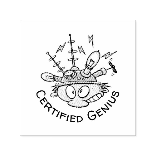 Certified Genius Thinking Cap Funny Cartoon Self_inking Stamp
