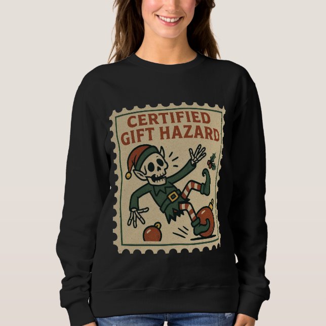 Certified Gift Hazard Skeleton Elf Women’s  Sweatshirt (Front)