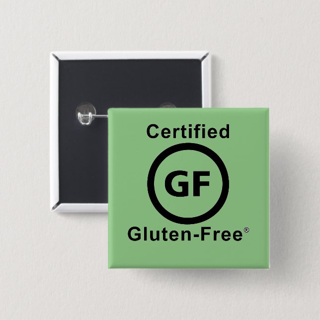 Certified Gluten Free Symbol Square Button (Front & Back)