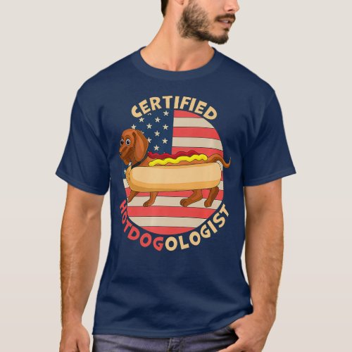 Certified Hotdogologist Funny HOT DOG Dachshund T_Shirt